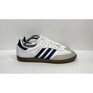 Rare 2011 Adidas Samba White Navy Leather Low Top Sneakers G19472 Men's Size 9.5